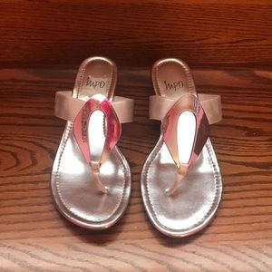 Dressy silver wedge sandals